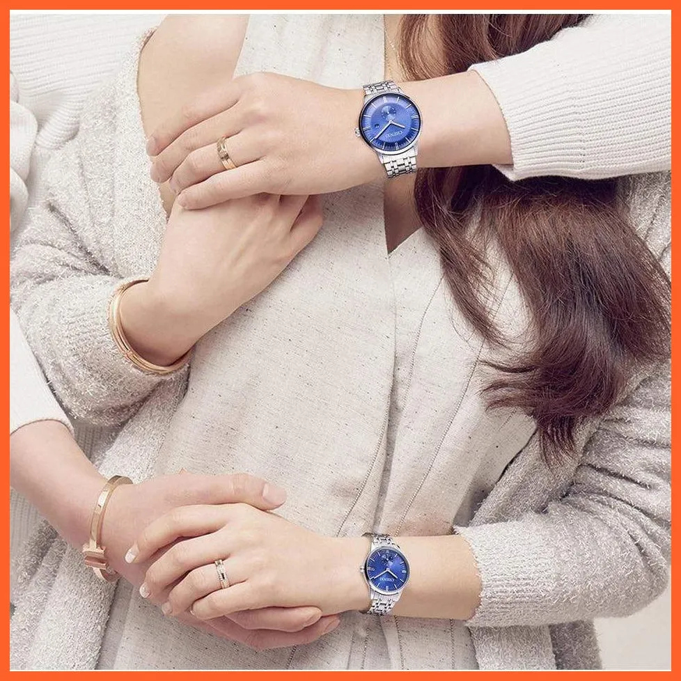 Luxury Stainless Steel Couple'S Wristwatches |  Fashion Watches Men Women Quartz Watch | Silver Stainless Steel Waterproof  Watches