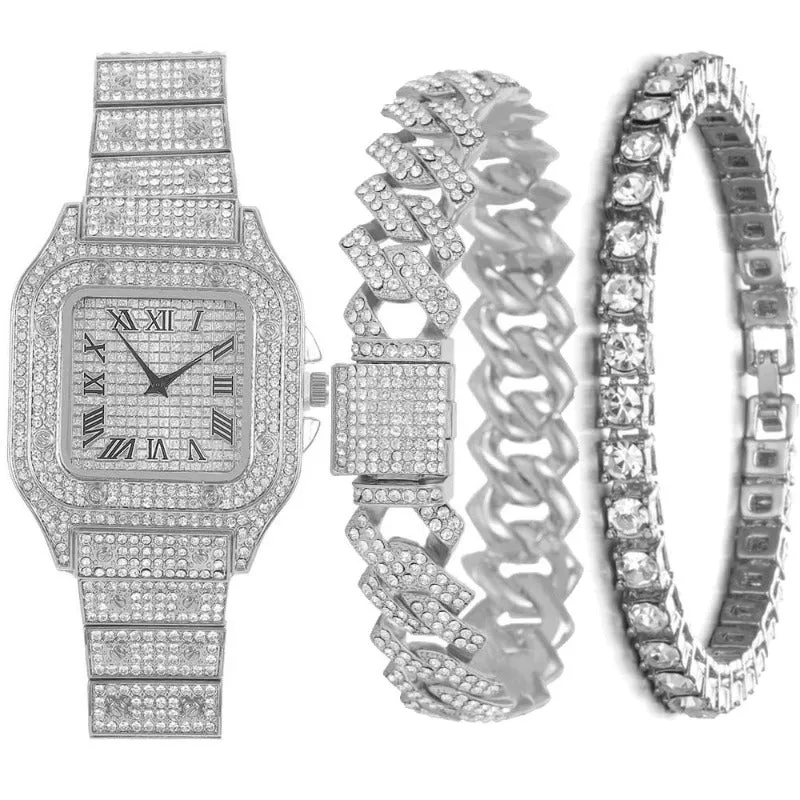 Luxury White Gold Billing Watch Bracelet Women Anniversary Jewelry
