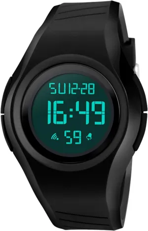 MASTOP Men's Womens Cool Black Resin Strap Digital Sports Watch with Waterproof Stopwatch