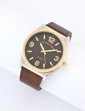 MENS CLASSIC BROWN STRAP WATCH