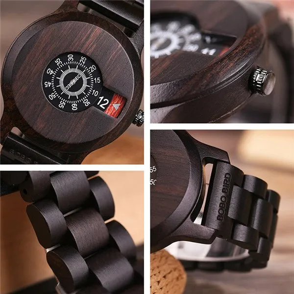 Men's Digital Bamboo Wood Watch