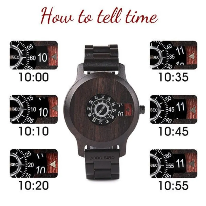 Men's Digital Bamboo Wood Watch