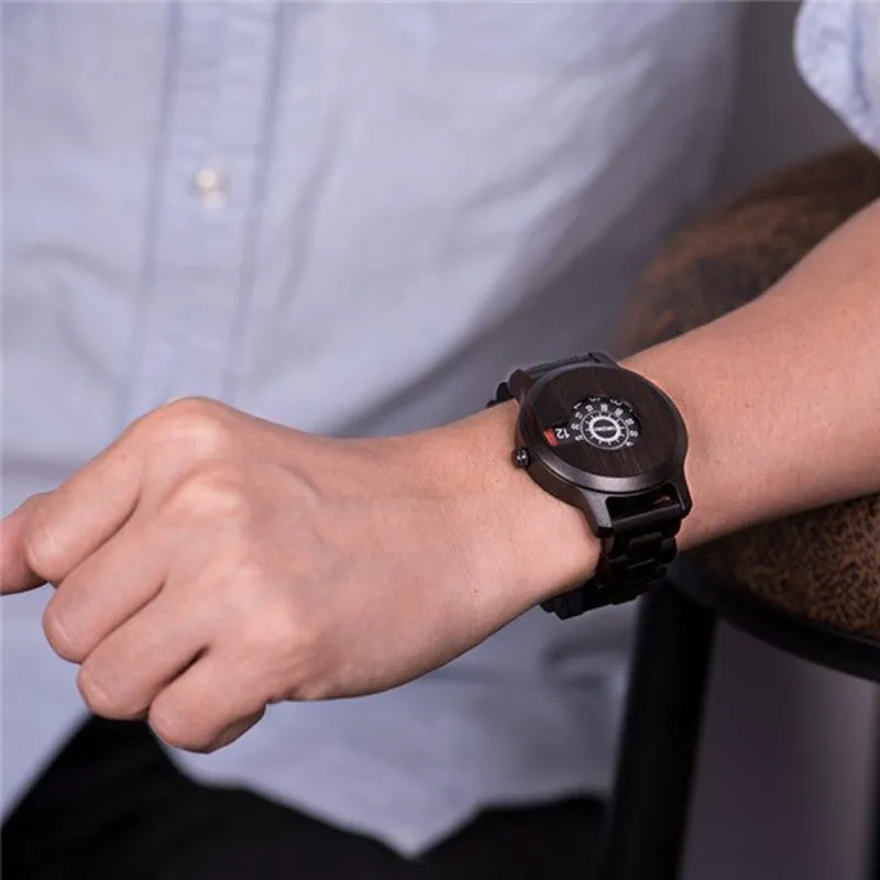 Men's Digital Bamboo Wood Watch