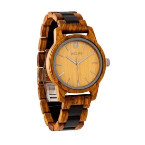 Men's Handmade Engraved Ambila Wooden Timepiece - Personal Message on the Watch