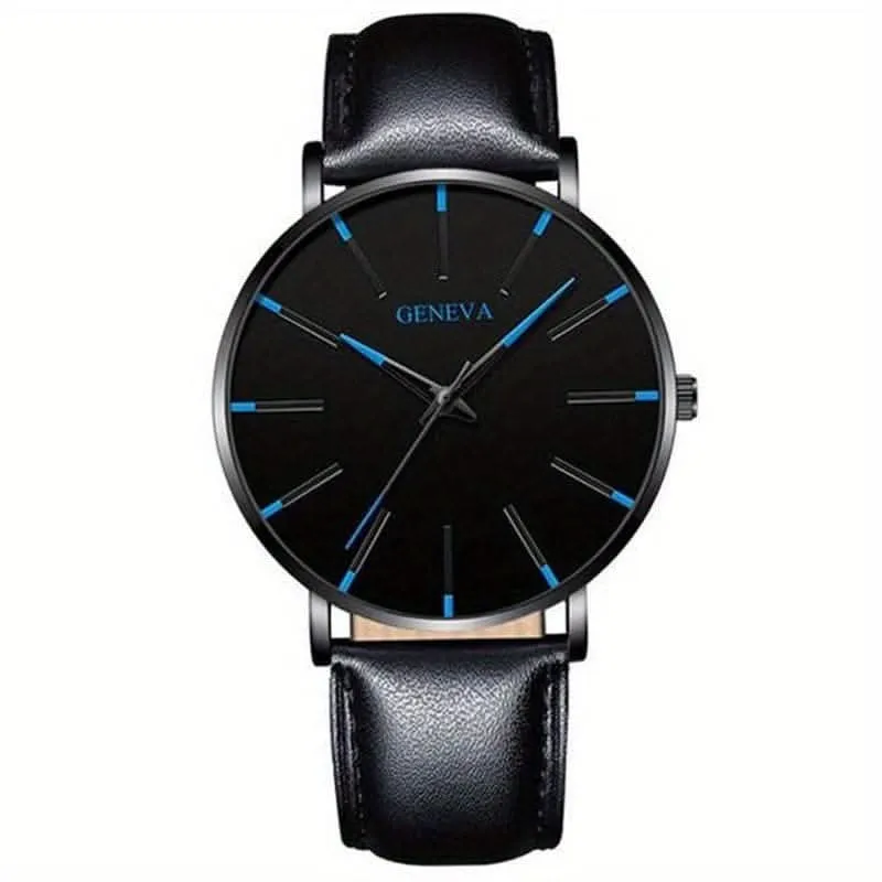Minimalist Men's Fashion Ultra Thin Watch with Stainless Steel Mesh Belt