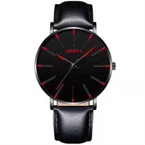 Minimalist Men's Fashion Ultra Thin Watch with Stainless Steel Mesh Belt