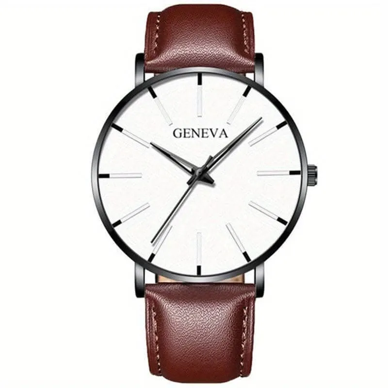 Minimalist Men's Fashion Ultra Thin Watch with Stainless Steel Mesh Belt