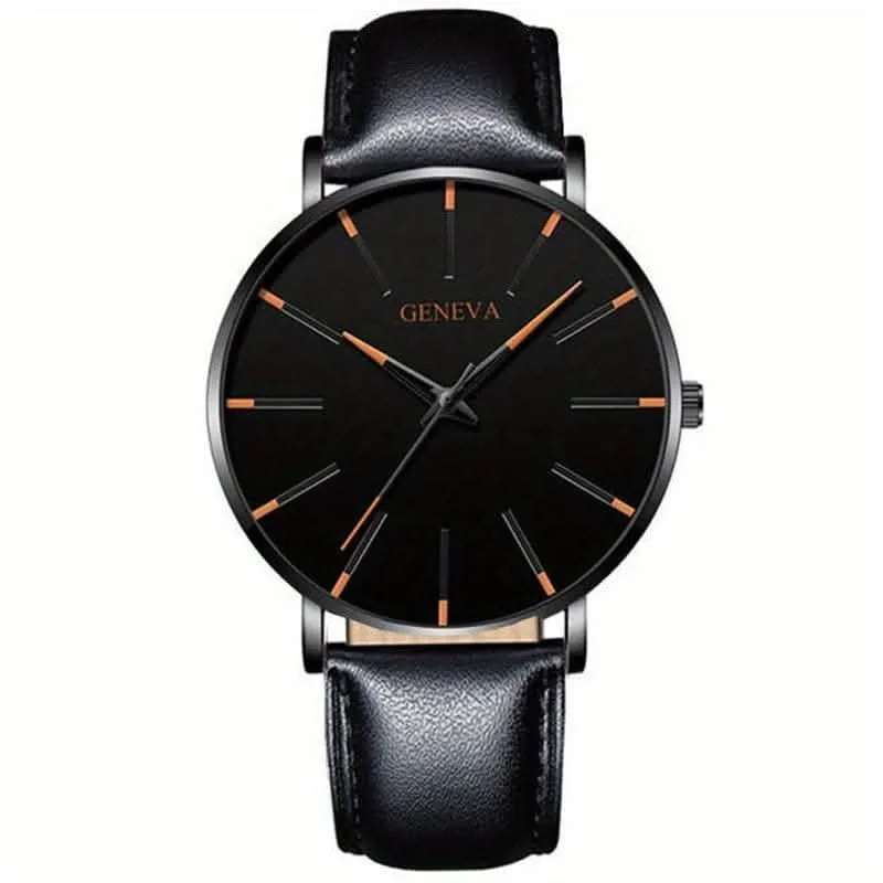 Minimalist Men's Fashion Ultra Thin Watch with Stainless Steel Mesh Belt