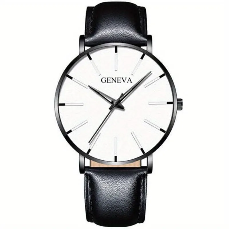 Minimalist Men's Fashion Ultra Thin Watch with Stainless Steel Mesh Belt