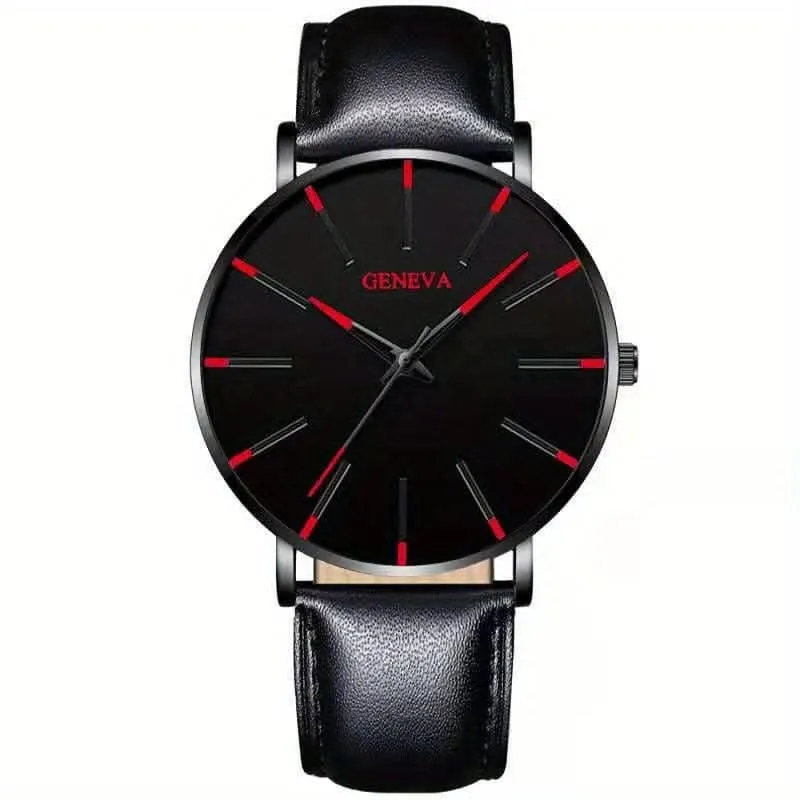 Minimalist Men's Fashion Ultra Thin Watch with Stainless Steel Mesh Belt