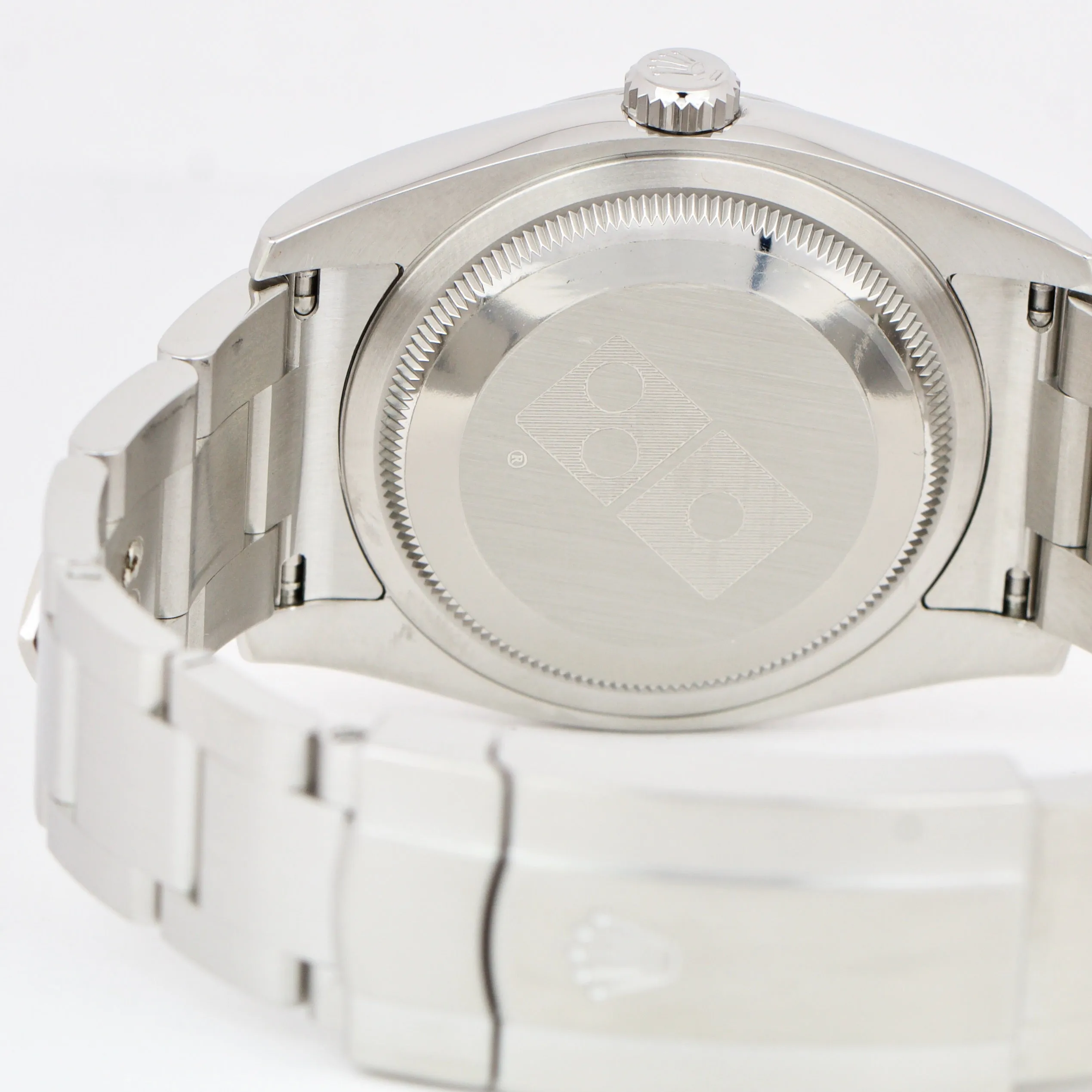 MINT Rolex Oyster Perpetual 36mm Stainless Steel Silver Domino Watch 116000 B&P
