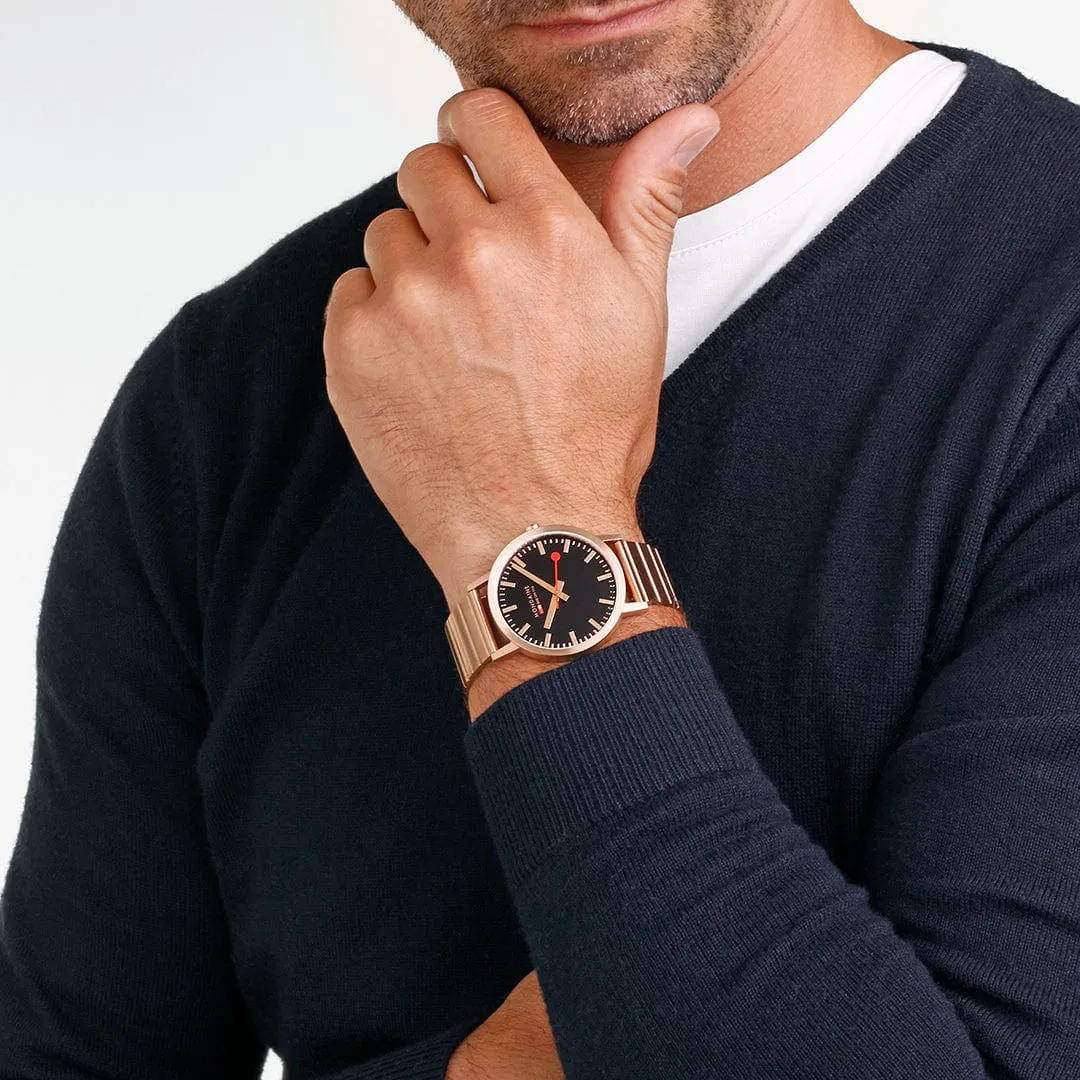 MONDAINE CLASSIC, 40MM, ROSE GOLD WATCH A660.30360.16SBR