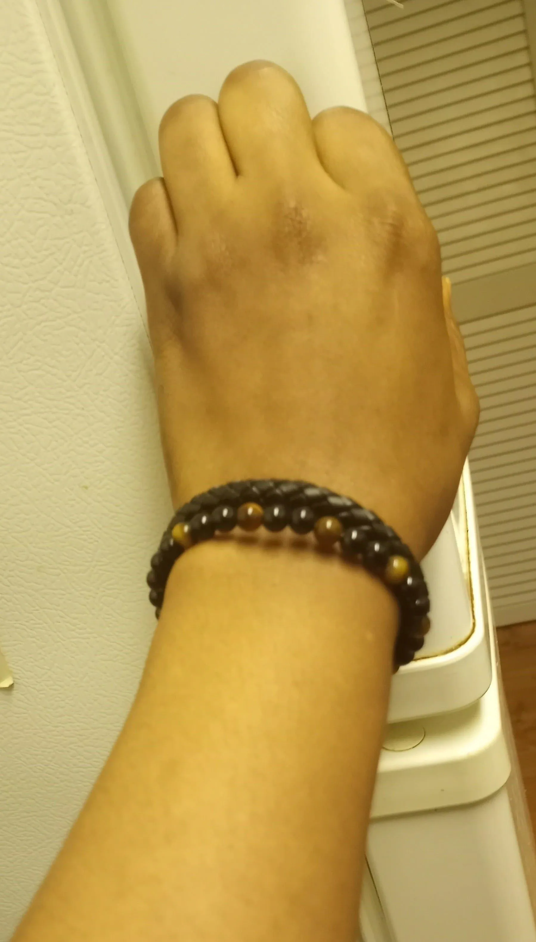 Natural Stone Leather Black Bracelet