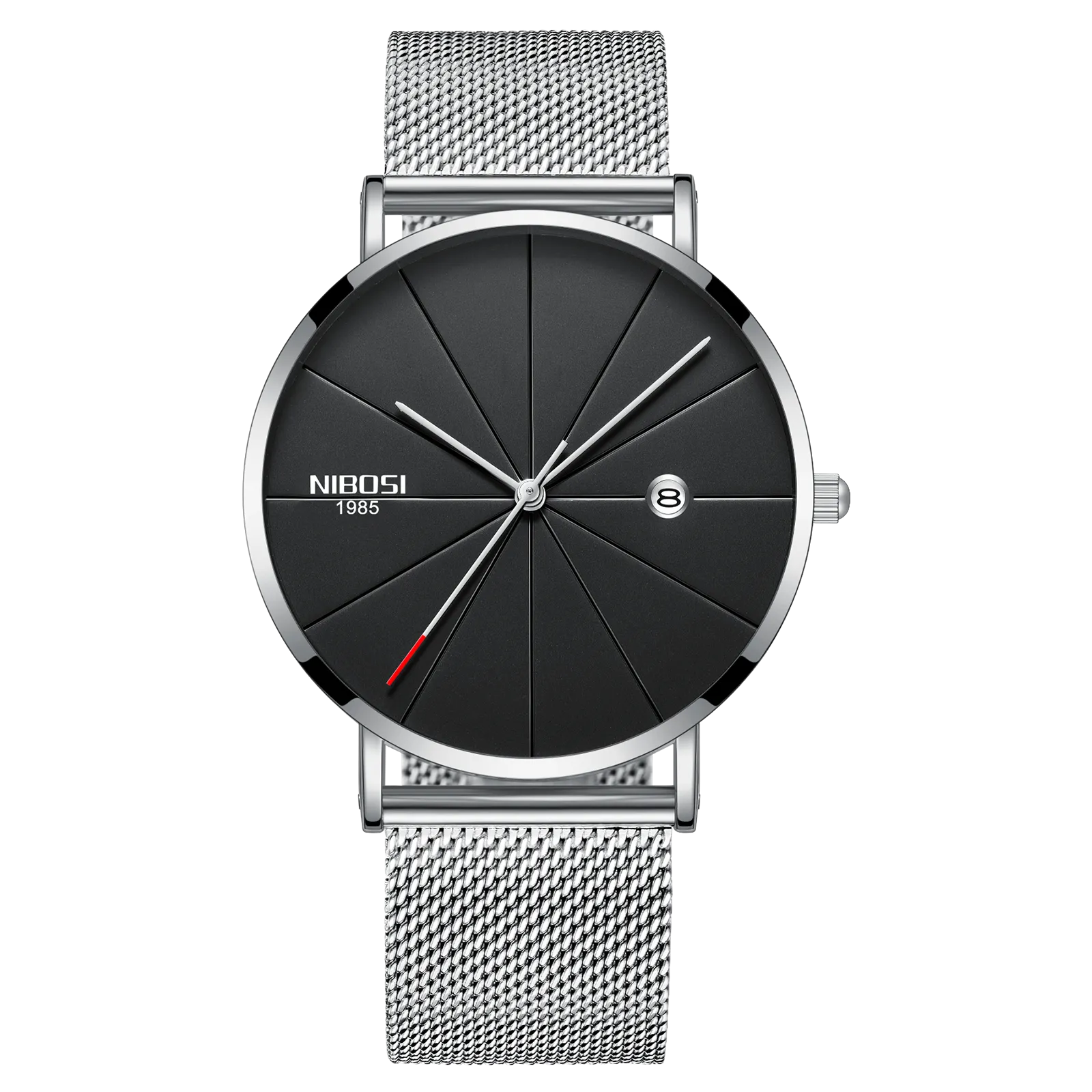 NIBOSI Men&#39;s Black Watches Dial Metal Band Luxury Famous Top Brand Men Fashion Casual Dress Military Quartz Silver Wristwatches