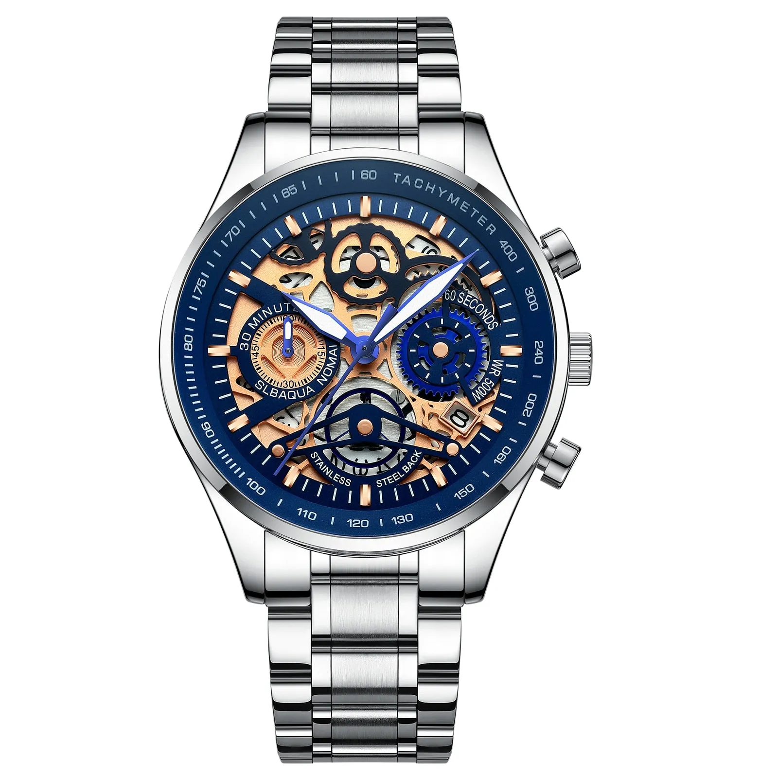 NIBOSI Men&#39;s Black Watches Dial Metal Band Luxury Famous Top Brand Men Fashion Casual Dress Military Quartz Silver Wristwatches