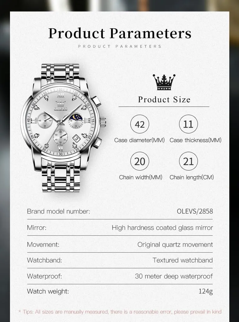OLEVS Watch for Men Diamond Business Dress Analog Quartz Stainless Steel Waterproof Luminous Date Two Tone Luxury Casual Wrist Watch
