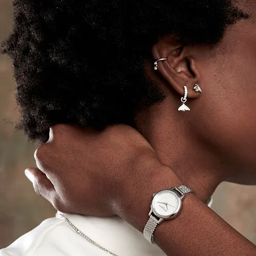 Olivia Burton Mother Of Pearl Mini Dial Mesh Strap Watch