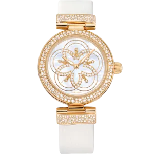 Omega De Ville Ladymatic 34 mm, yellow gold on leather strap