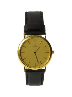 Omega Deville Model 591.0018 Black Strap Gold Watch