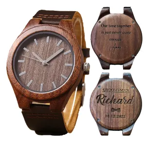 Personalized Walnut Wood Wooden Watch, Groomsmen Gift, Watches for Men, Mens Watch, Watch for Hushand