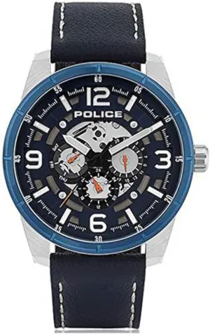 Police Watches Lawrence Mens Analog Japanese Automatic Watch with Leather Bracelet PL.15663JSTBL-03