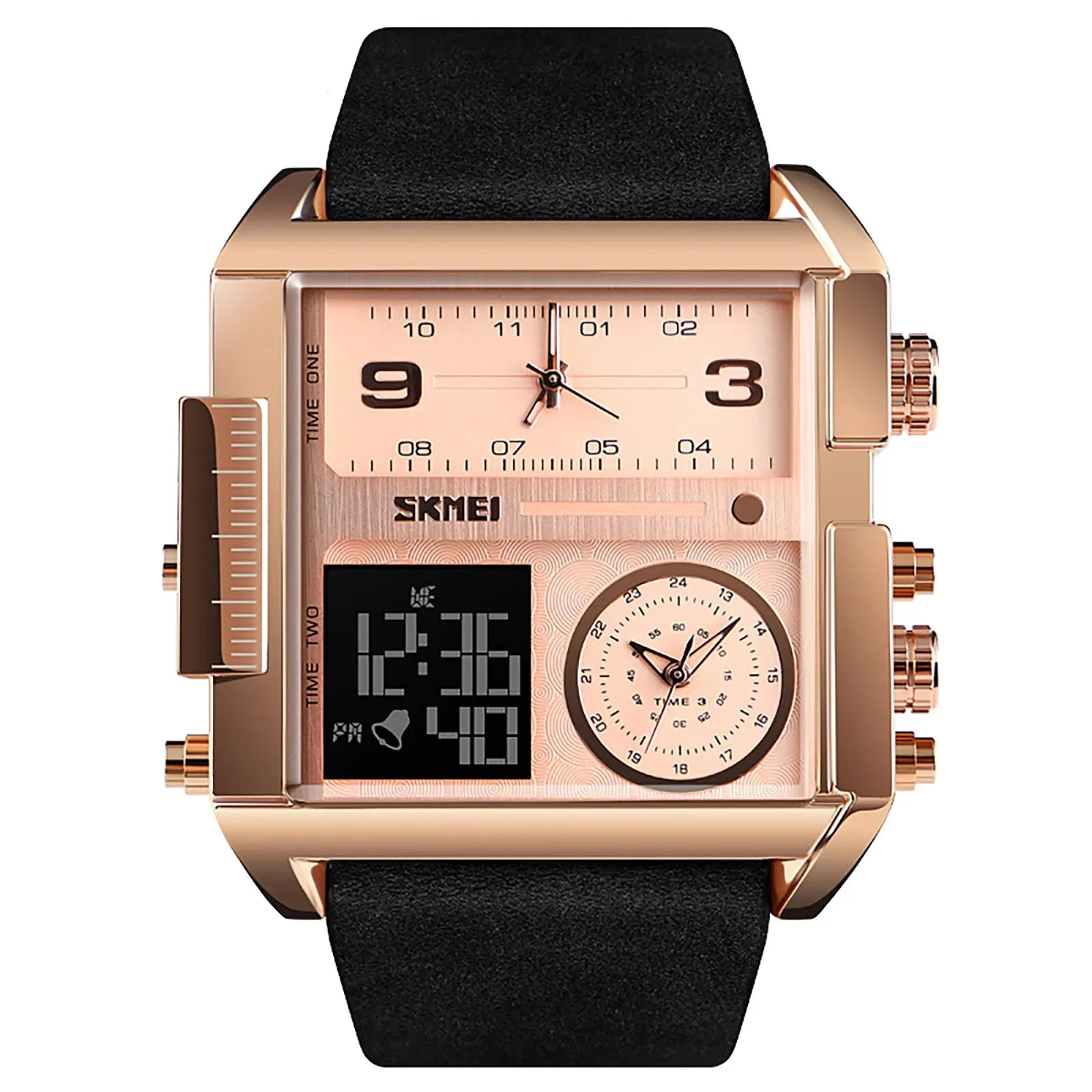 Retro Rectangle Waterproof Digital Men's Quartz Watches