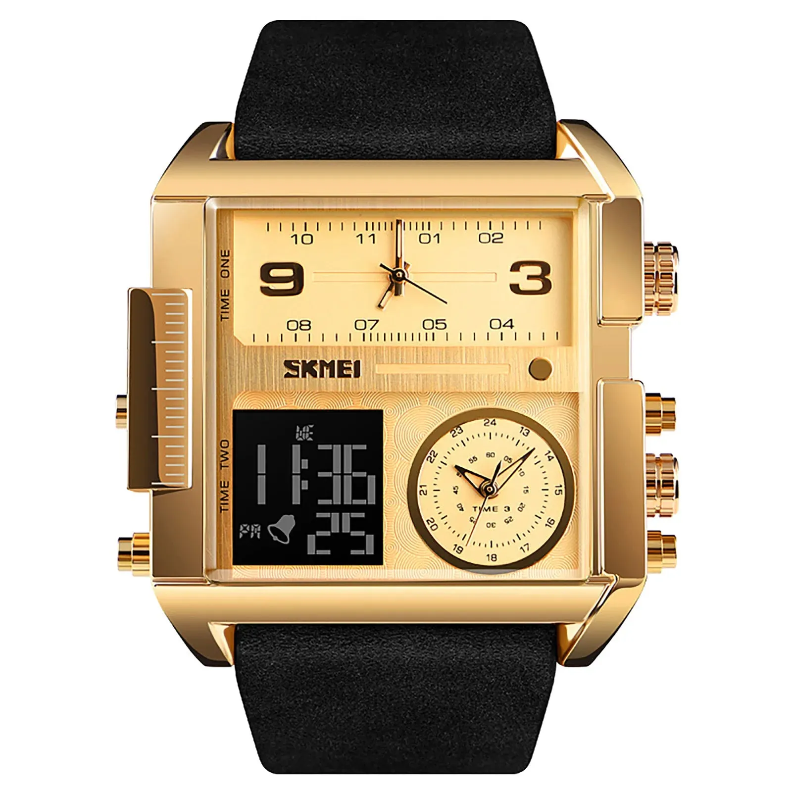 Retro Rectangle Waterproof Digital Men's Quartz Watches