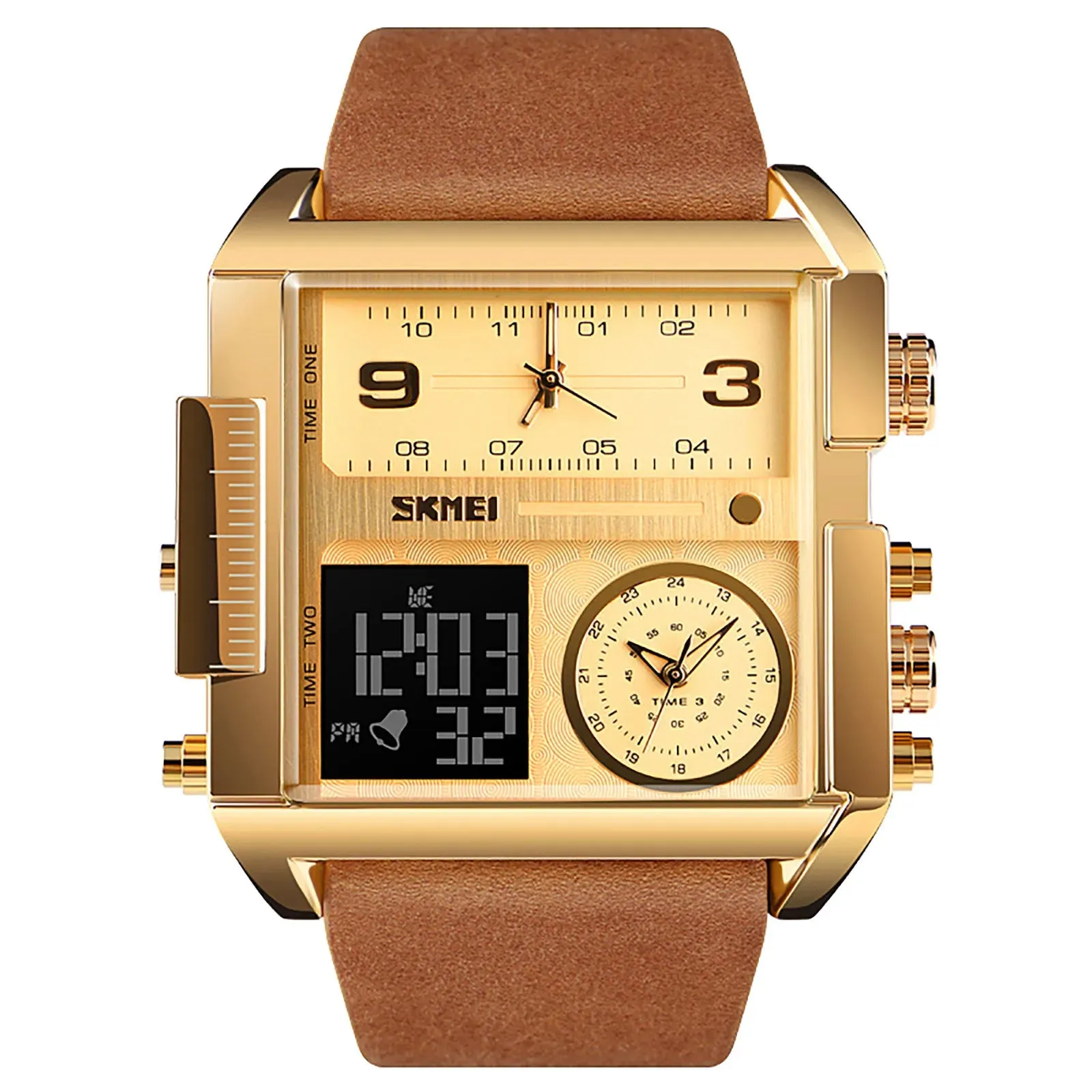 Retro Rectangle Waterproof Digital Men's Quartz Watches