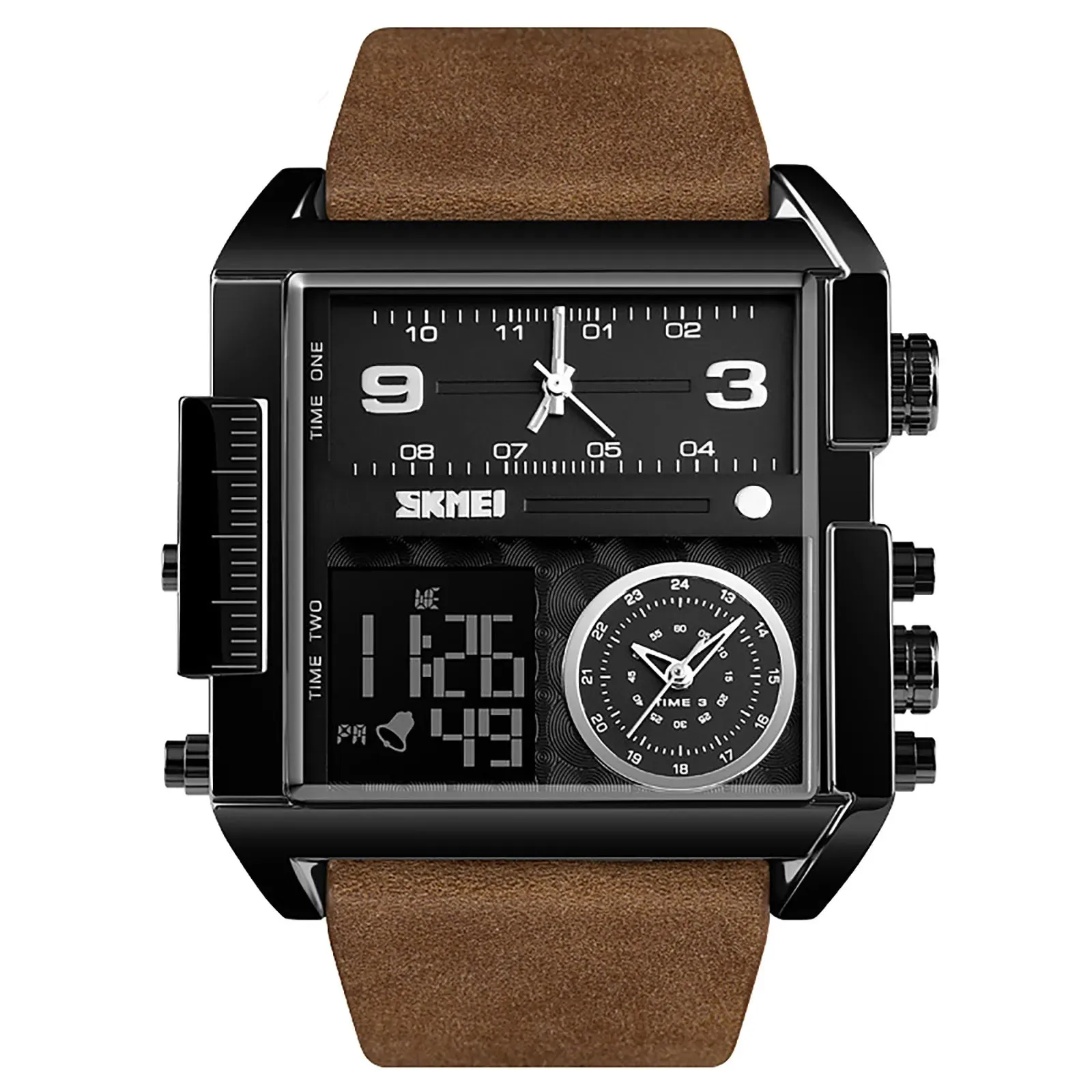Retro Rectangle Waterproof Digital Men's Quartz Watches