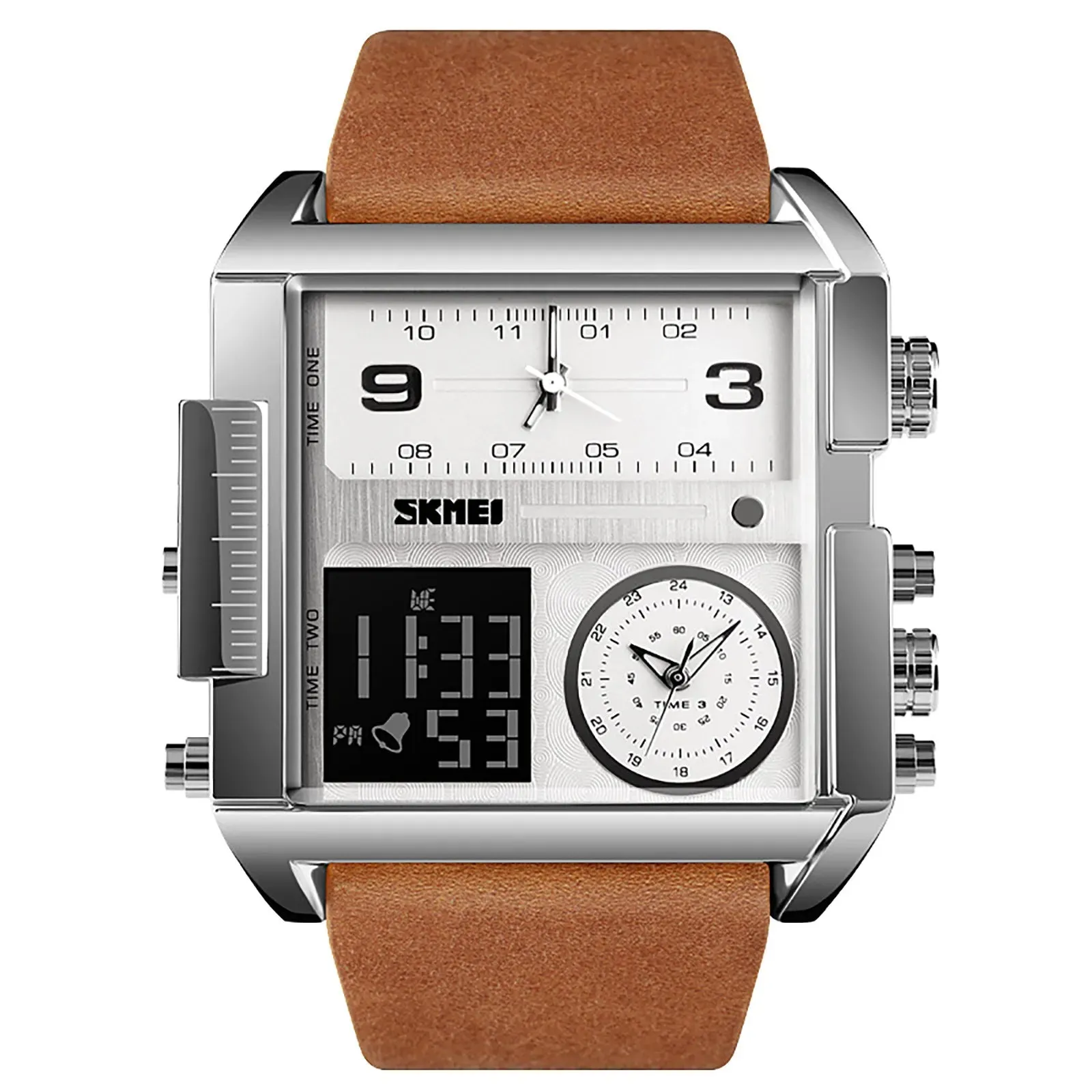 Retro Rectangle Waterproof Digital Men's Quartz Watches