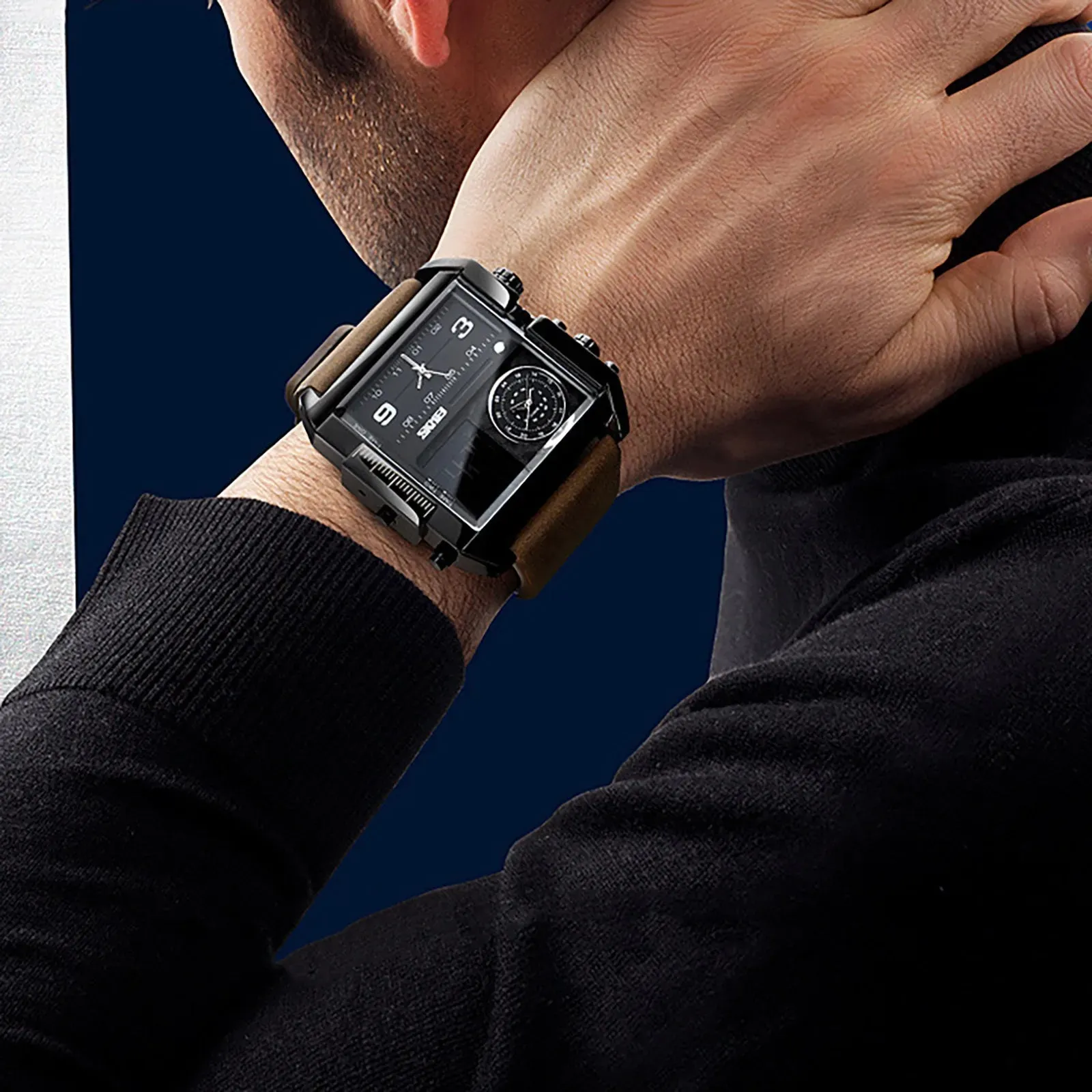 Retro Rectangle Waterproof Digital Men's Quartz Watches