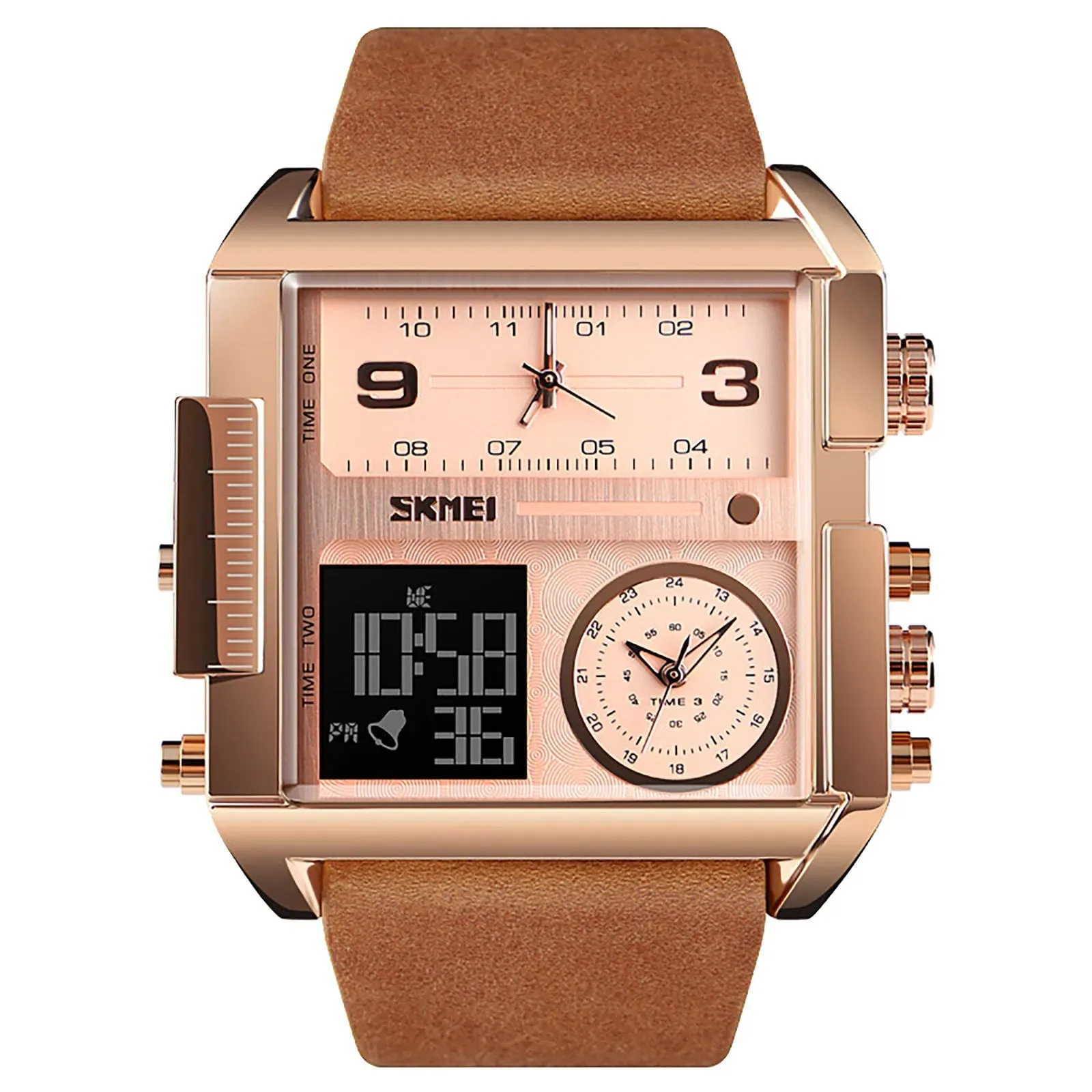 Retro Rectangle Waterproof Digital Men's Quartz Watches