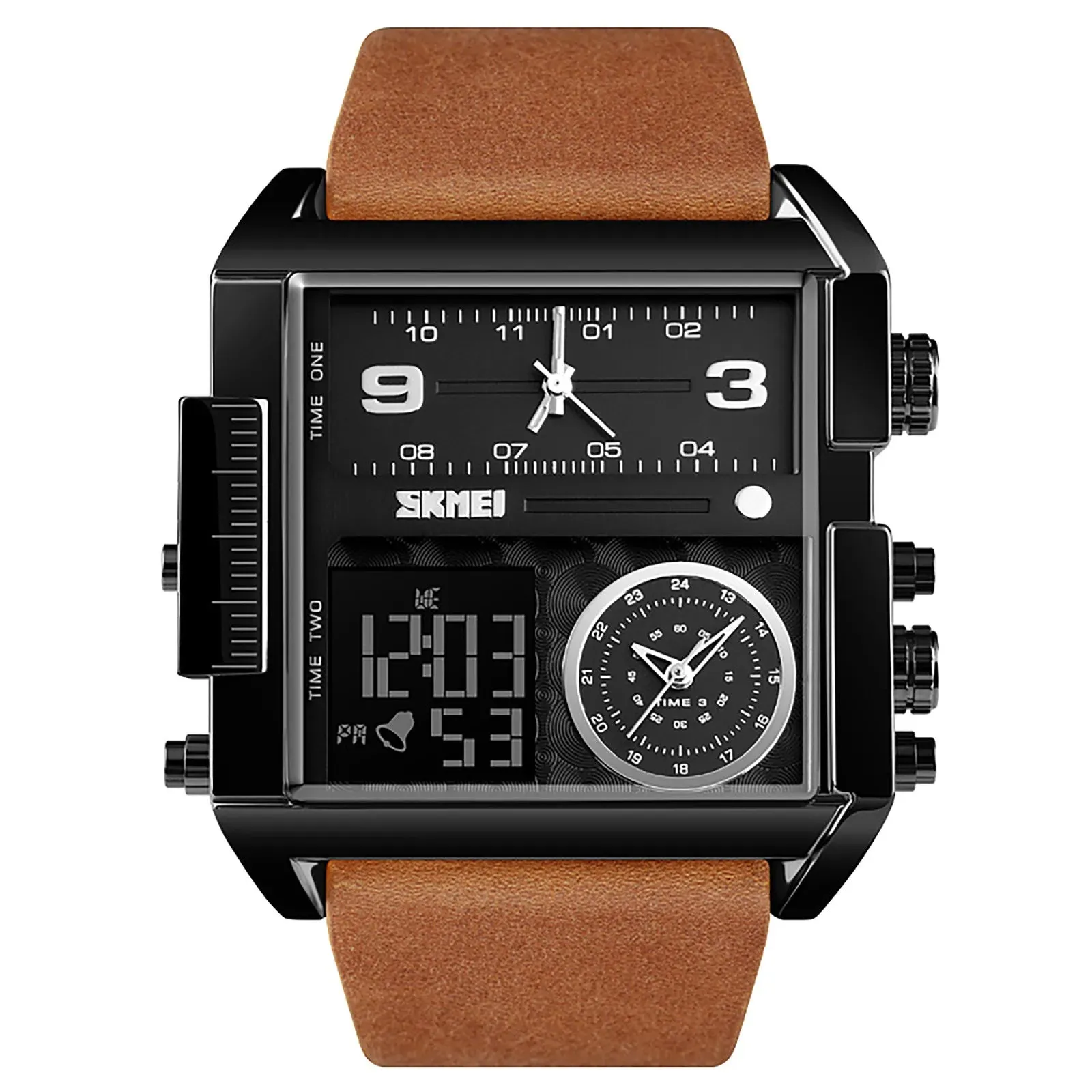 Retro Rectangle Waterproof Digital Men's Quartz Watches