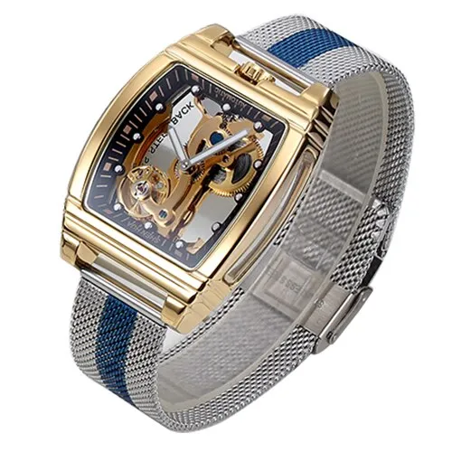 SHENHUA Transparent Automatic Mechanical Watches Fashion Male Steampunk Skeleton Luxury Dial Turbillon Self-Wind Mens Watches
