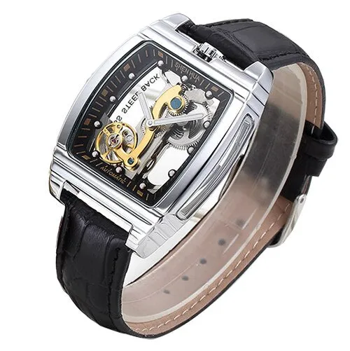 SHENHUA Transparent Automatic Mechanical Watches Fashion Male Steampunk Skeleton Luxury Dial Turbillon Self-Wind Mens Watches
