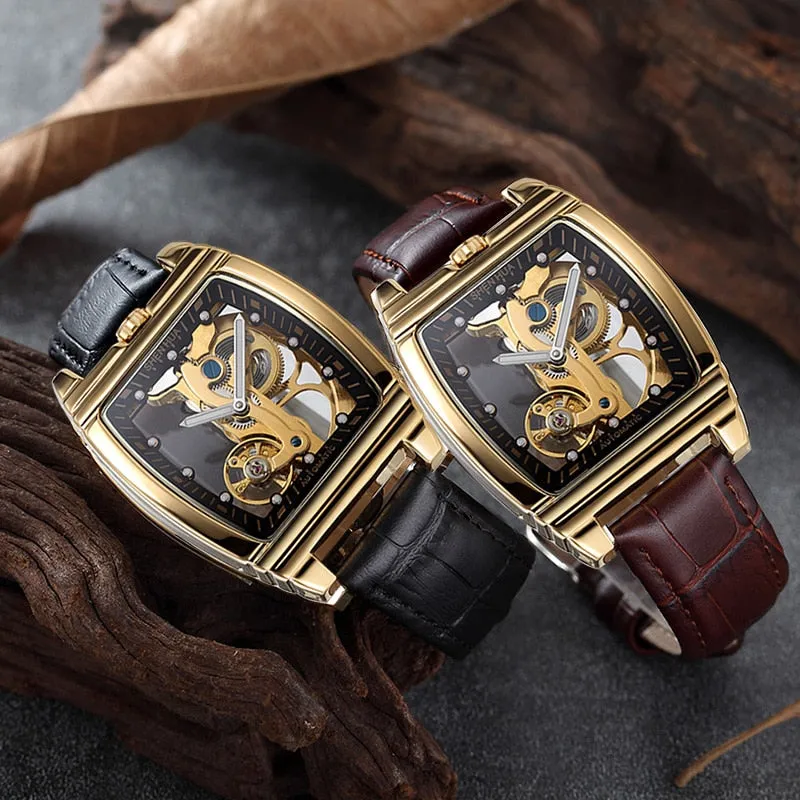SHENHUA Transparent Automatic Mechanical Watches Fashion Male Steampunk Skeleton Luxury Dial Turbillon Self-Wind Mens Watches