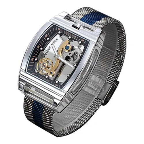 SHENHUA Transparent Automatic Mechanical Watches Fashion Male Steampunk Skeleton Luxury Dial Turbillon Self-Wind Mens Watches