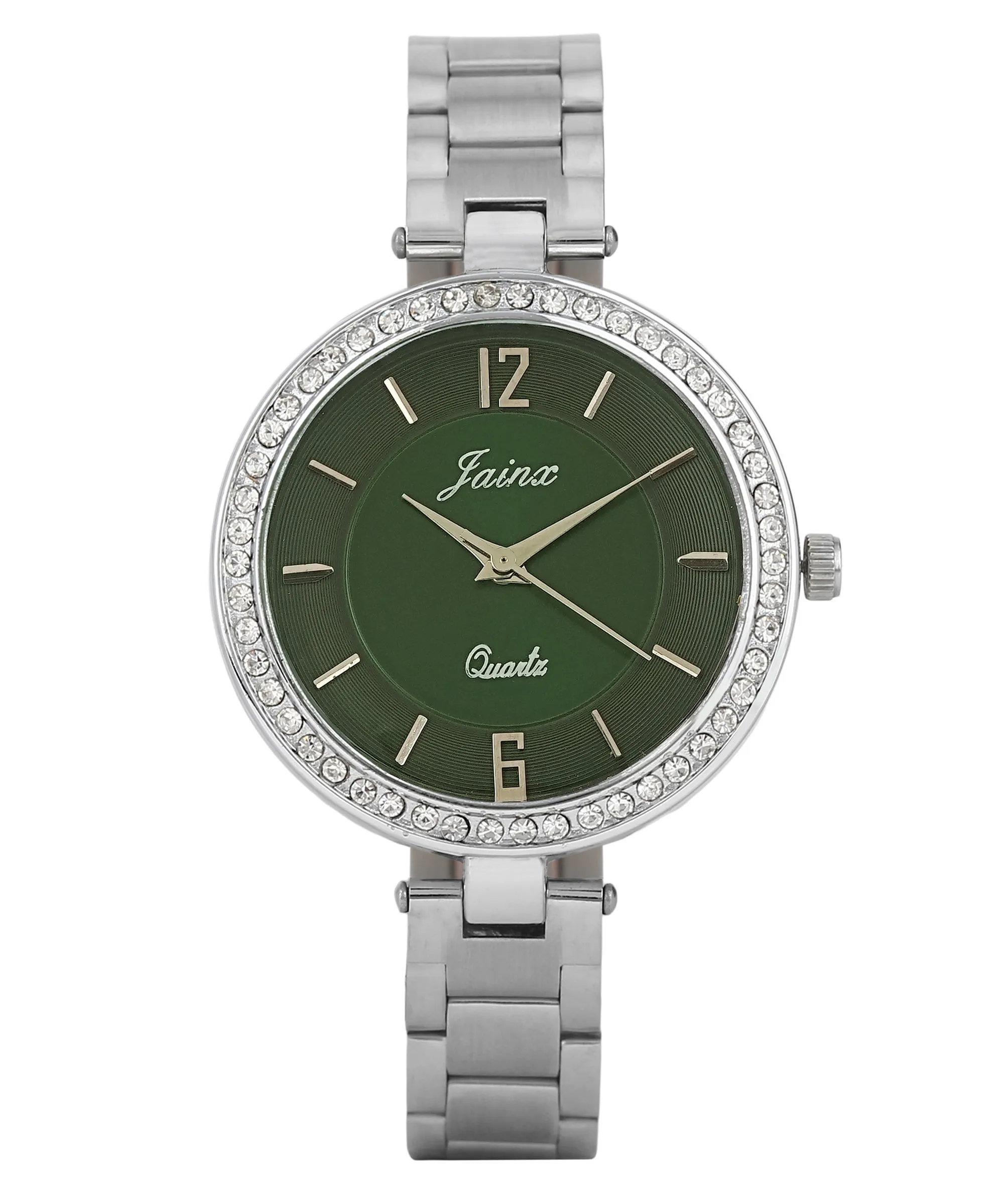 Silver Chain Green Dial Analog Wrist Watch For Women - JW8592
