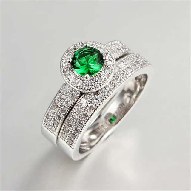 Silver Color Blue Crystal Ring Set Fashion Wedding & Engagement Ring Set Jewelry For Women with Austrian Crystal ZYR506