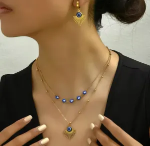 Simple Fashionable Style Long Clavicle Chain Necklace And Bracelet S4965513