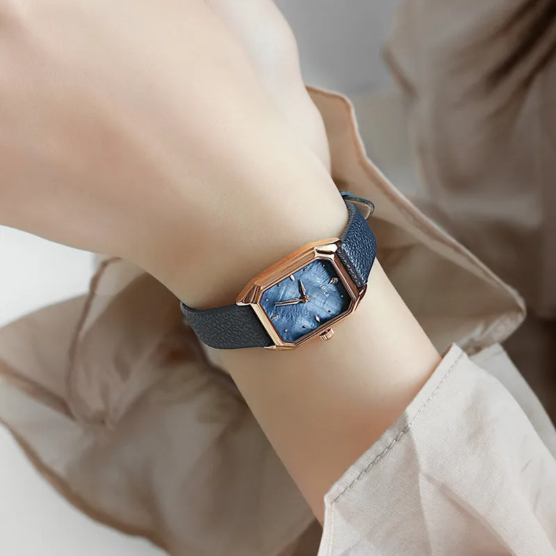 Simple temperament square green women's Watch