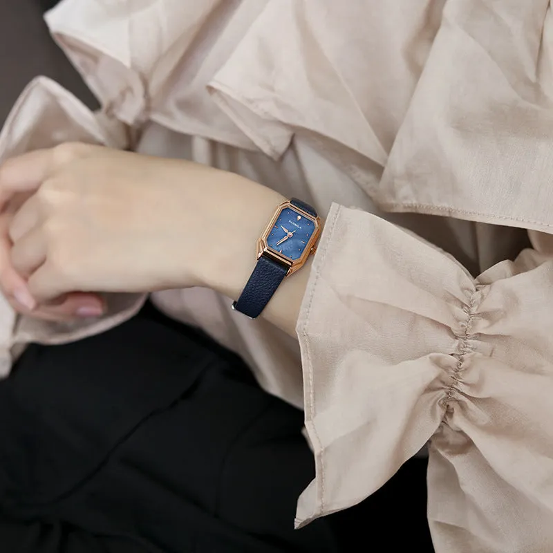 Simple temperament square green women's Watch