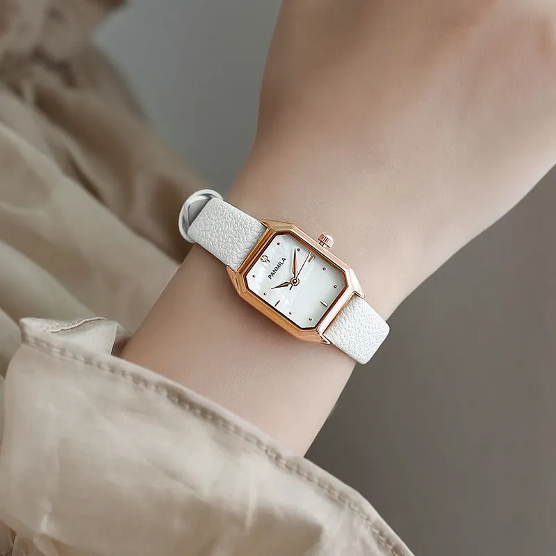 Simple temperament square green women's Watch