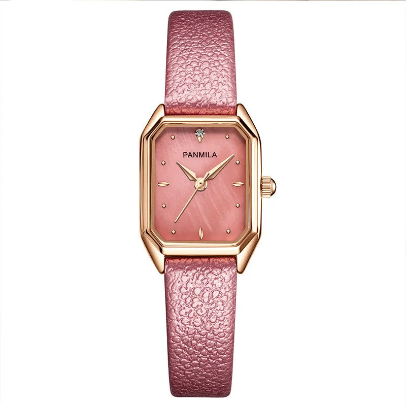 Simple temperament square green women's Watch