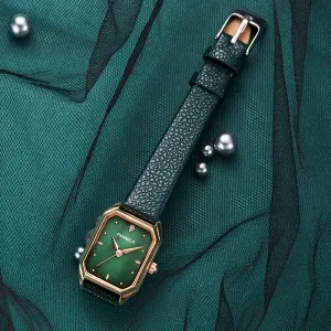 Simple temperament square green women's Watch