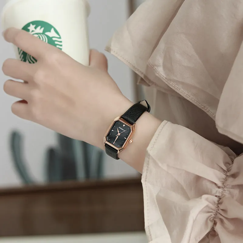 Simple temperament square green women's Watch