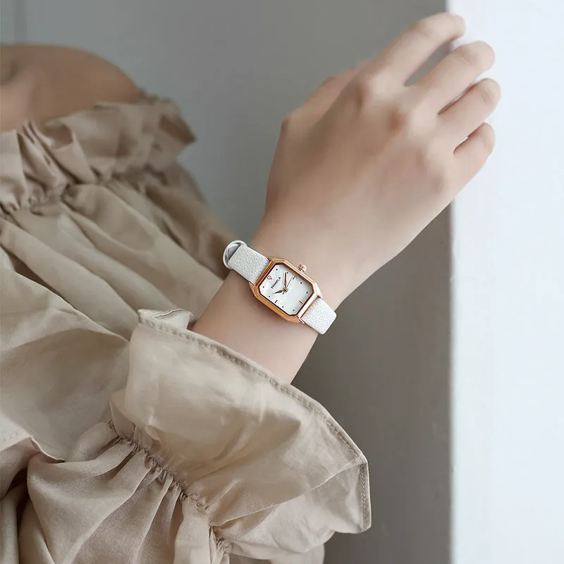 Simple temperament square green women's Watch