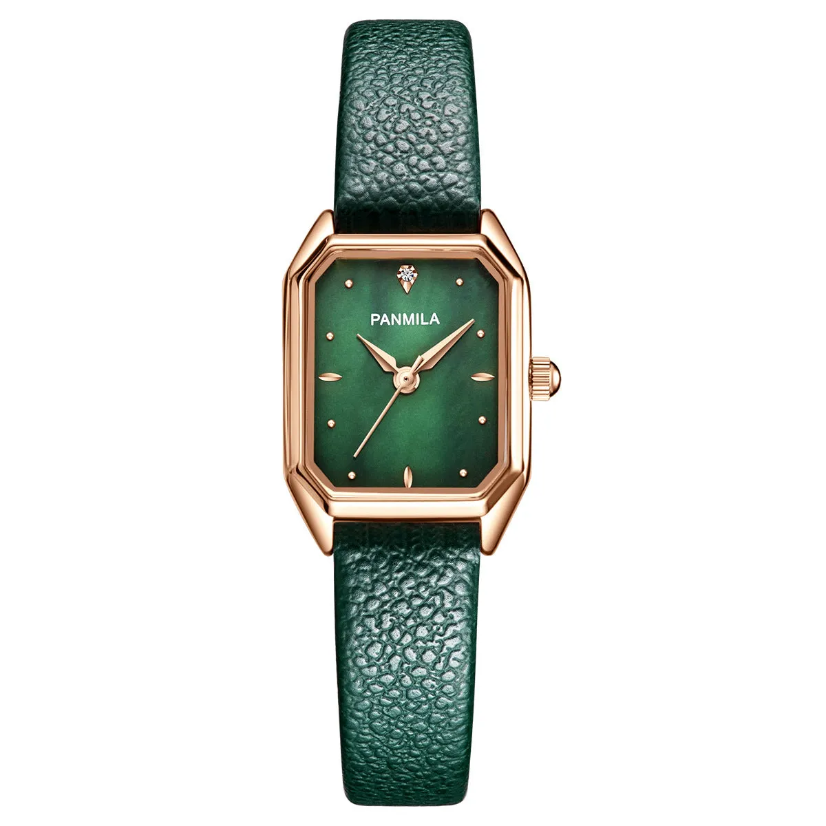 Simple temperament square green women's Watch