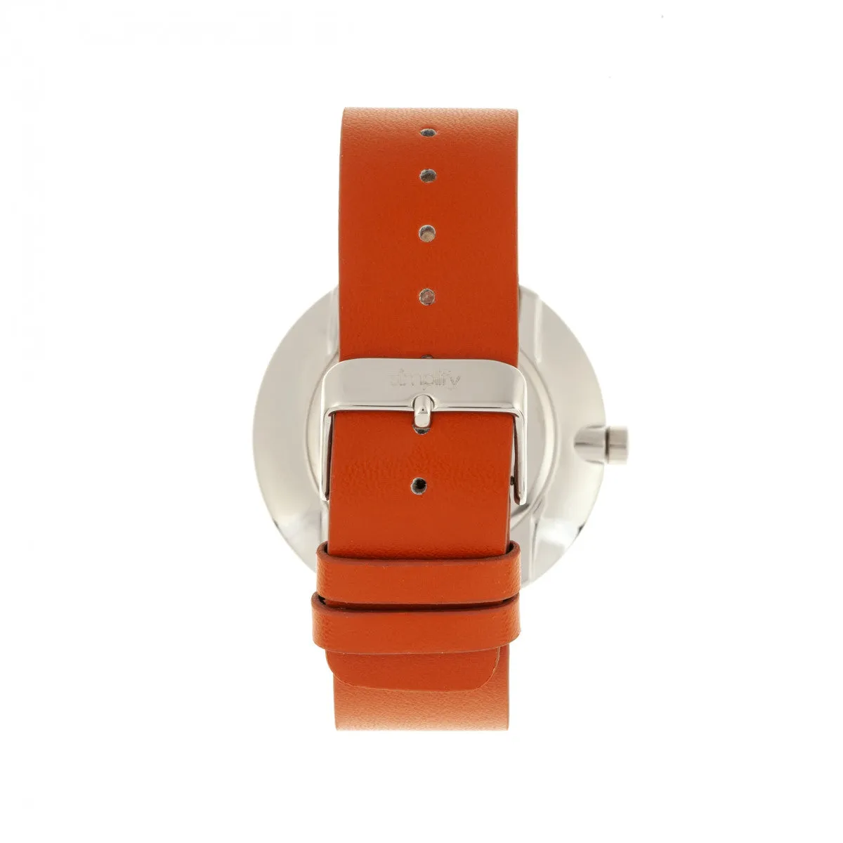 Simplify The 4500 Leather-Band Watch - Silver/Orange