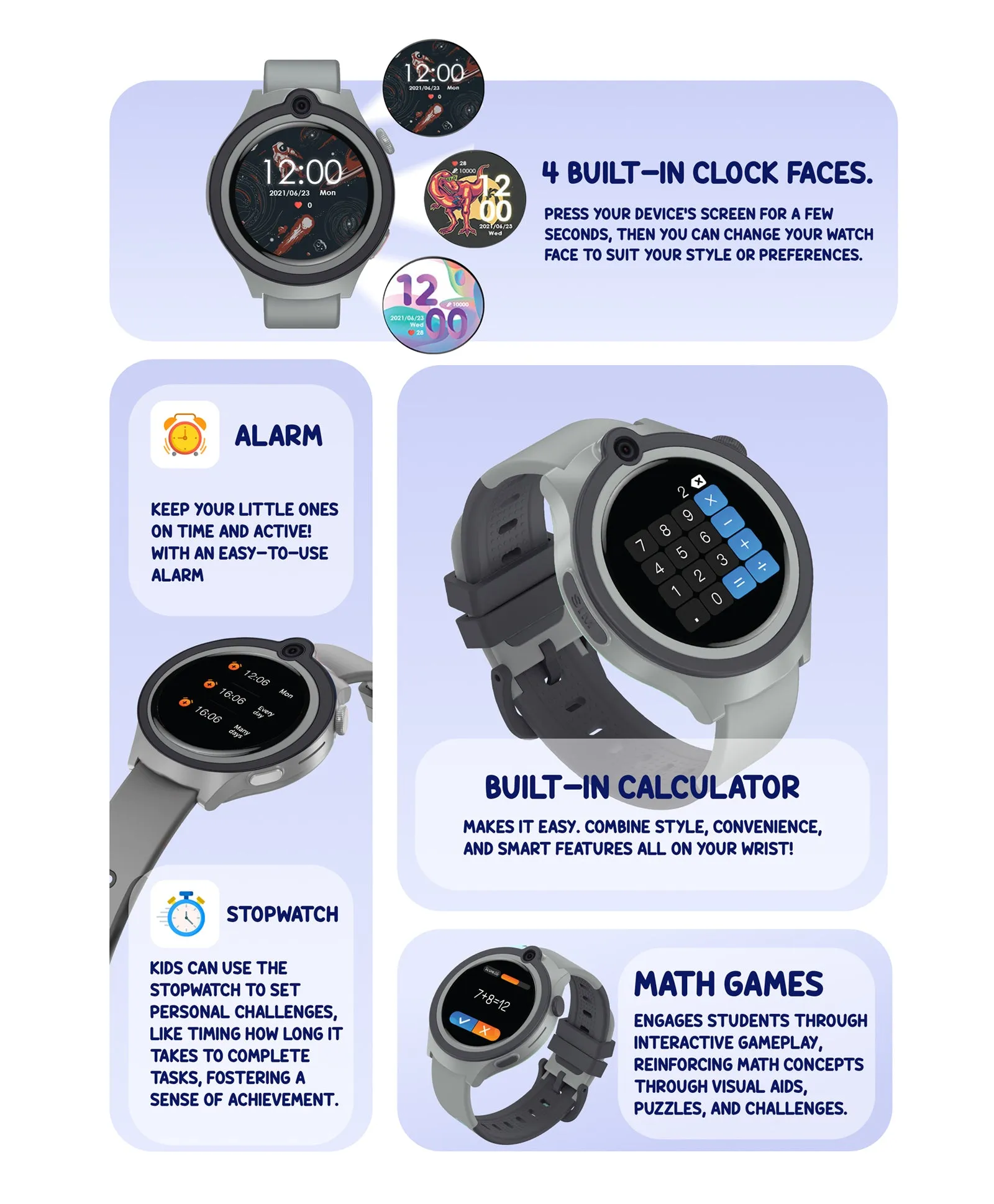 Spiky Cacus 4g Video & Voice Calling Smartwatch with GPS  - Purple